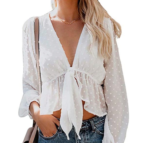 CAMILLA Long Sleeve Tie Front Blouse - Picture 2 of 4